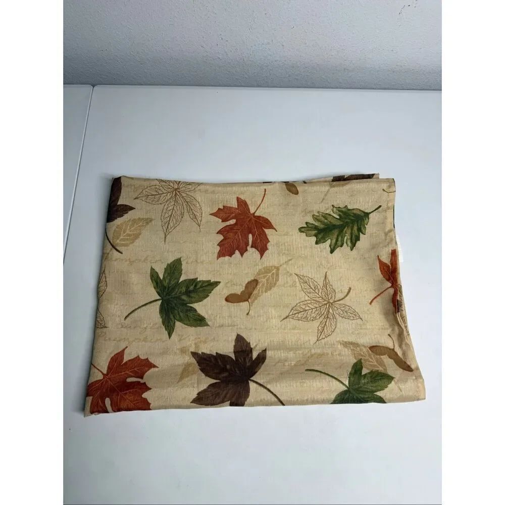 Elrene Autumn Leaves tablecloth harvest design fallen leaves cream 68” x 50”